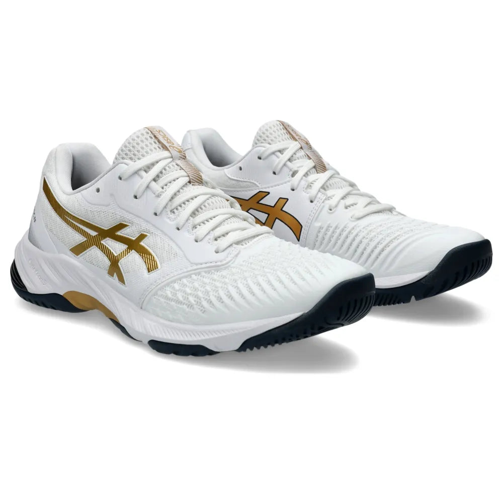 Tênis ASICS Netburner Ballistic FF 3 Masculino Vôlei - Branco/Dourado