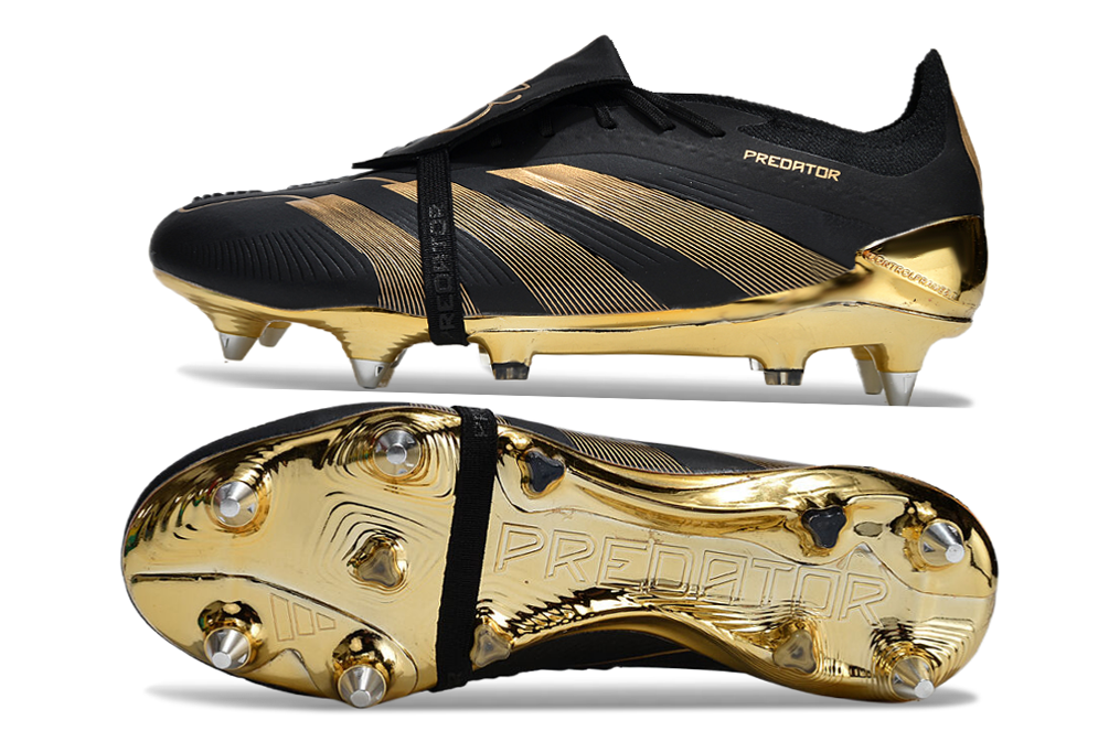 Chuteira Adidas Predator Elite JB com Lingueta Dobrável Campo - Preto/Dourado