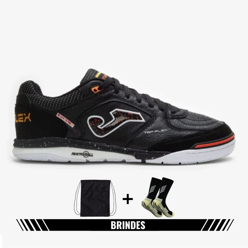 Chuteira Joma Top Flex Futsal - Preto/Laranja