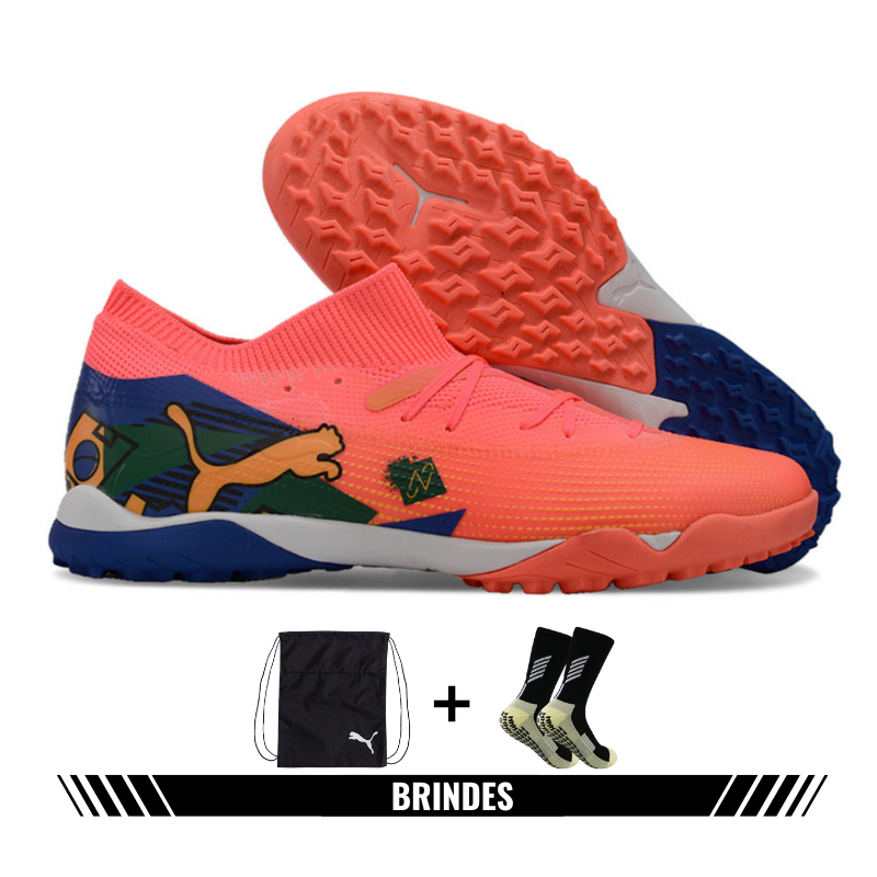 Chuteira Puma Future 7 Play Neymar Jr Society - Rosa